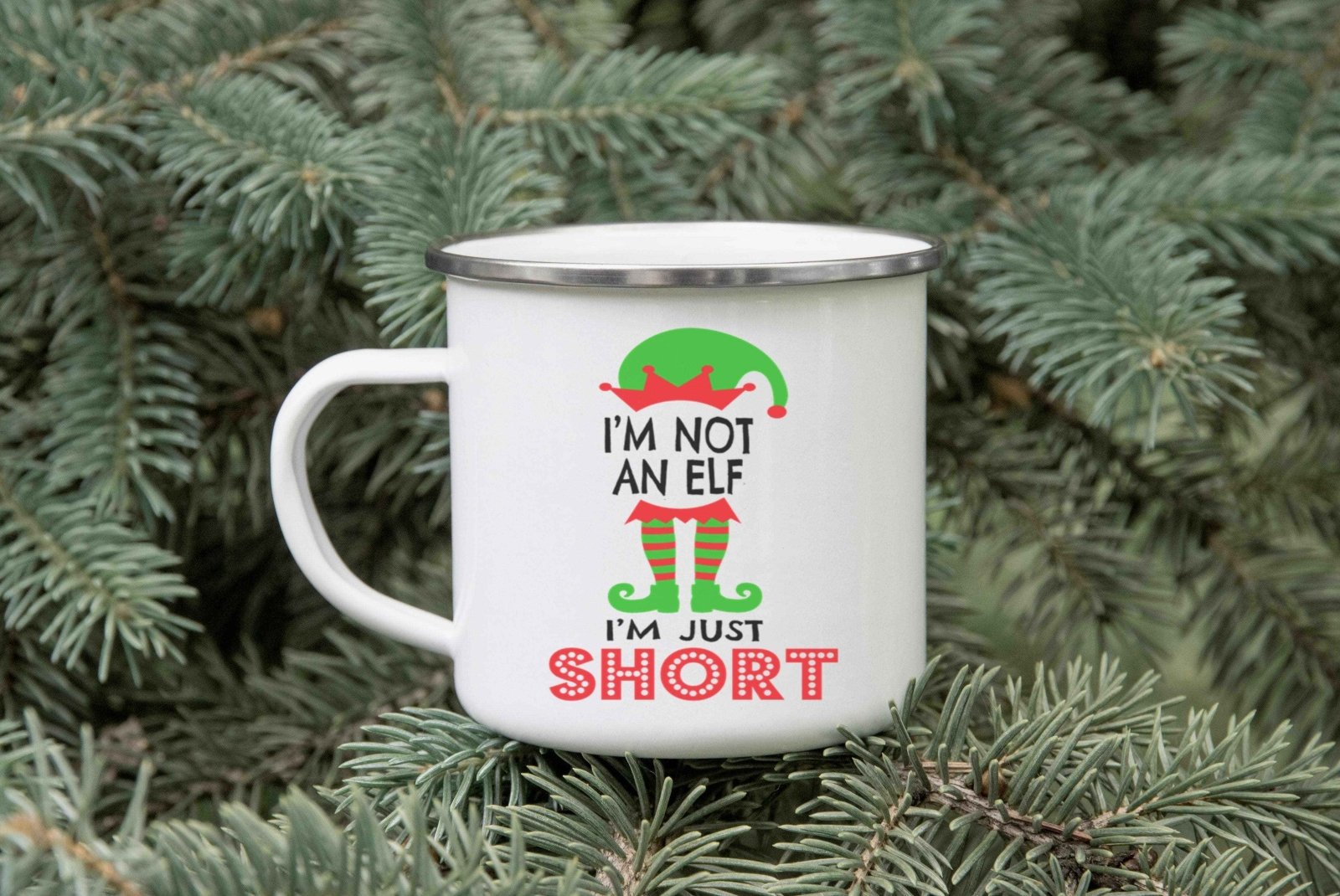 I'm Not An Elf Christmas Enamel Mug - The Gifted Panda Main image