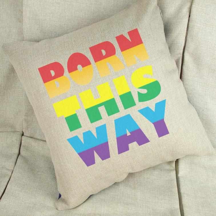 LGBT Born This Way Cushion Cover - The Gifted Panda Main image
