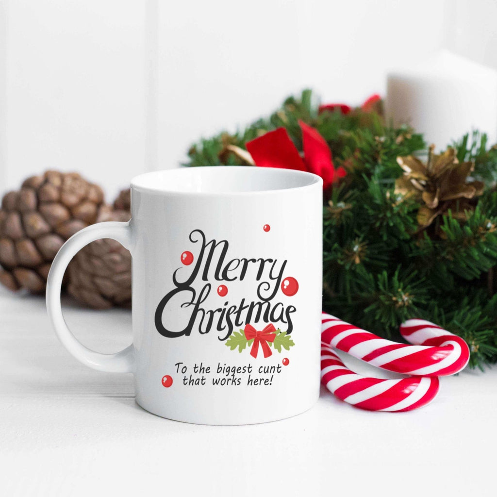 Merry Christmas To The Biggest X Who Works Here Mug - The Gifted Panda
