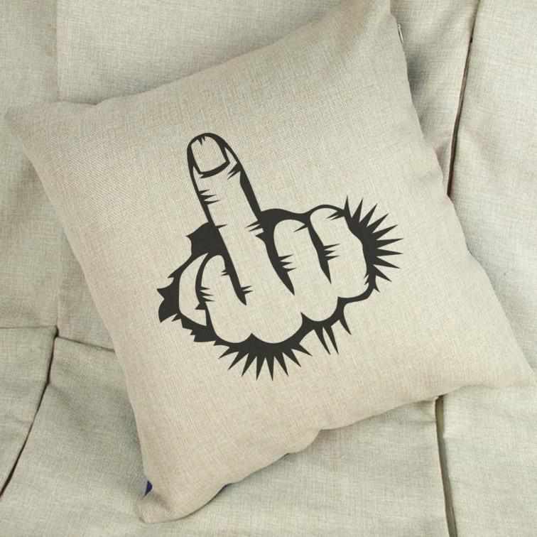 Middle Finger Linen Cushion Cover - The Gifted Panda Main image