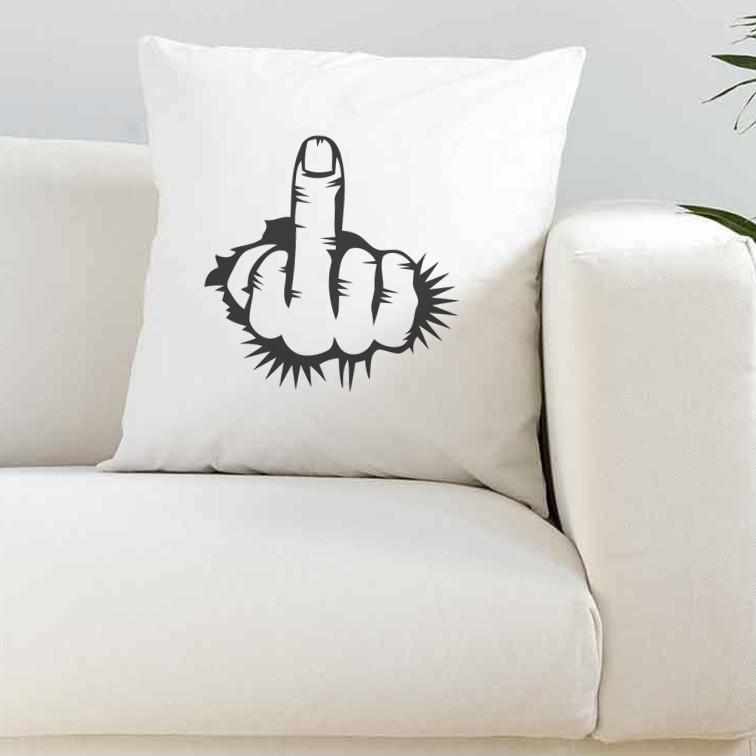 Middle Finger White Cushion Cover - The Gifted Panda