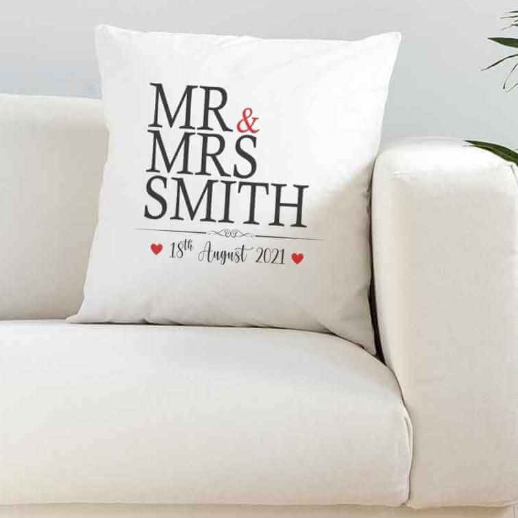 Mr & Mrs Personalised Super Soft Cushion Cover - The Gifted Panda Main image