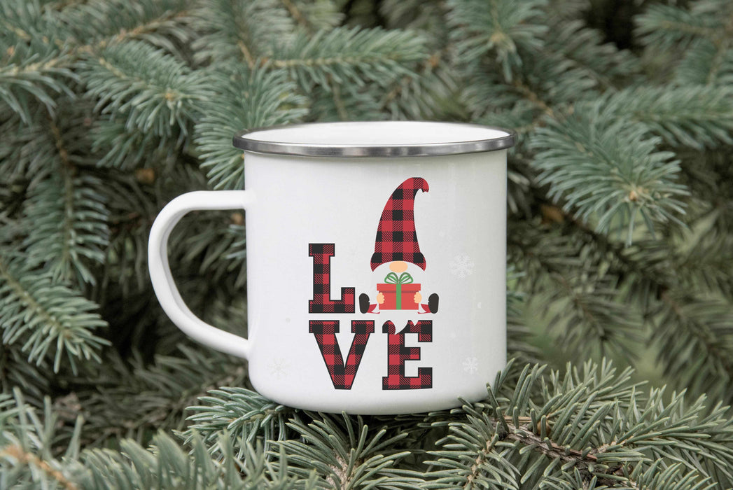Love Gnome Christmas Enamel Mug mug The Gifted Panda