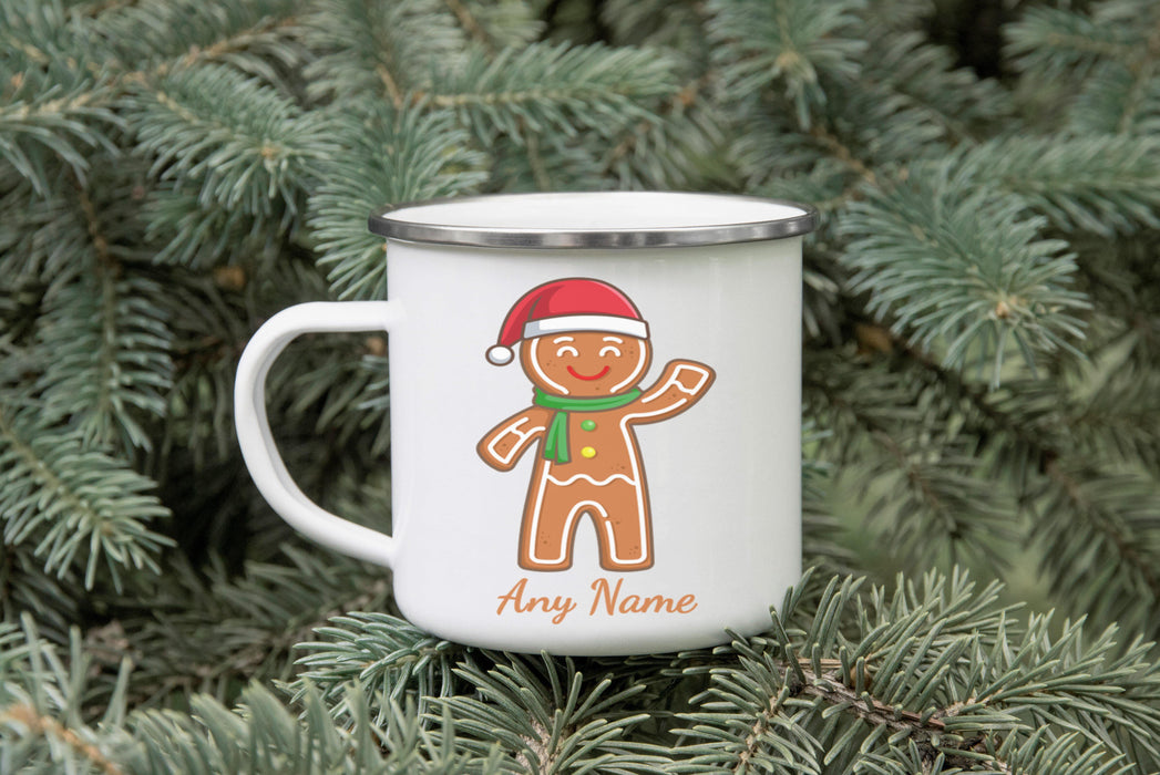 Personalised Gingerbread Man Enamel Mug