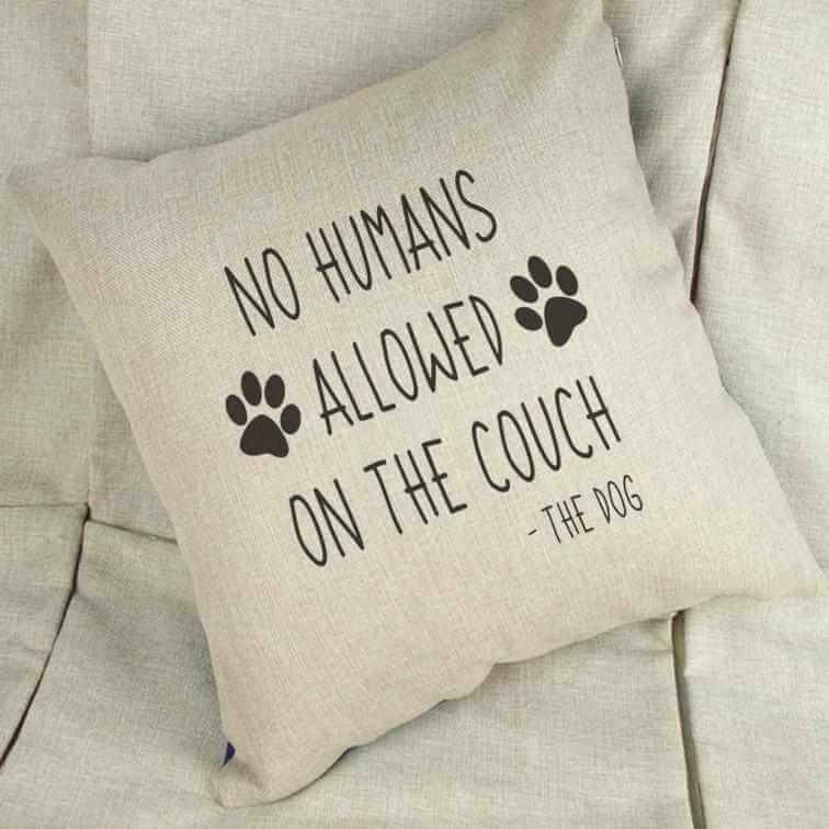 No Humans Allowed On The Couch Dog Linen Cushion Cover - The Gifted Panda Main image