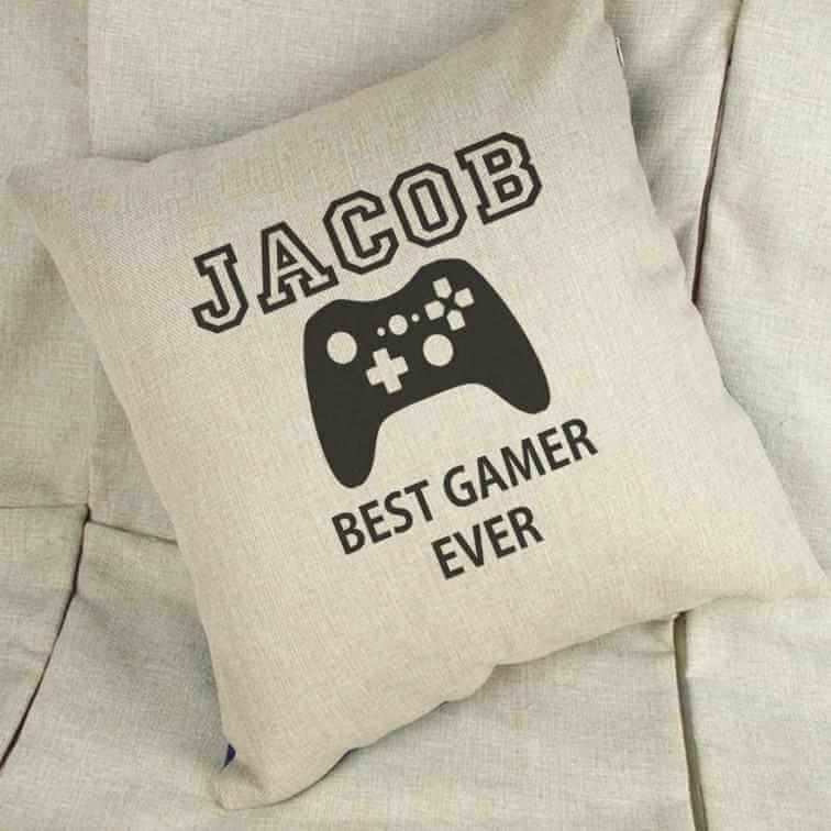 Personalised Best Gamer Ever Linen Cushion - The Gifted Panda