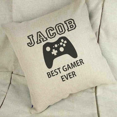Personalised Best Gamer Ever Linen Cushion - The Gifted Panda