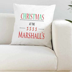 Personalised Christmas At The Silky White Cushion - The Gifted Panda