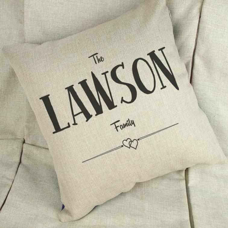 Personalised Family Linen Cushion Cover - The Gifted Panda