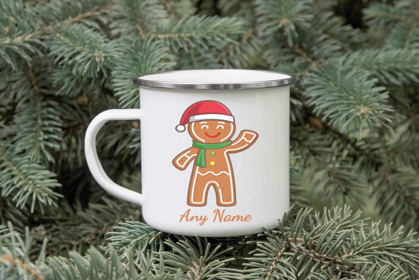 Personalised Gingerbread Man Enamel Mug - The Gifted Panda Main image