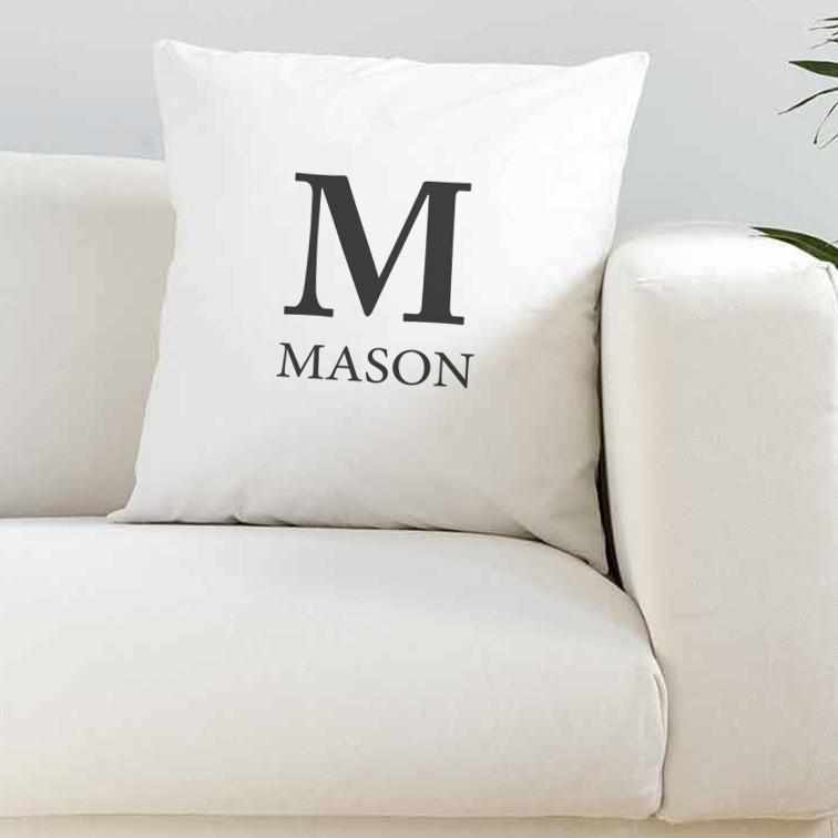 Personalised Letter White Super Soft Cushion Cover - The Gifted Panda