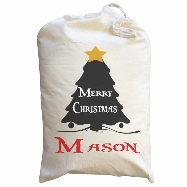 Personalised Merry Christmas Sack - Large Christmas Santa Sack - The Gifted Panda Main image