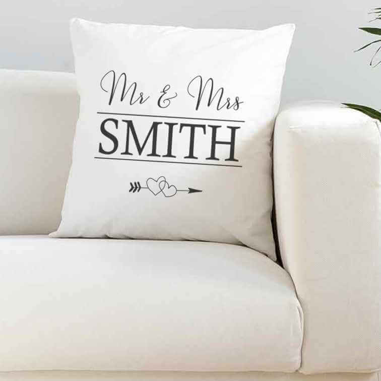 Personalised Mr & Mrs Wedding Super Soft Cushion Cover - The Gifted Panda