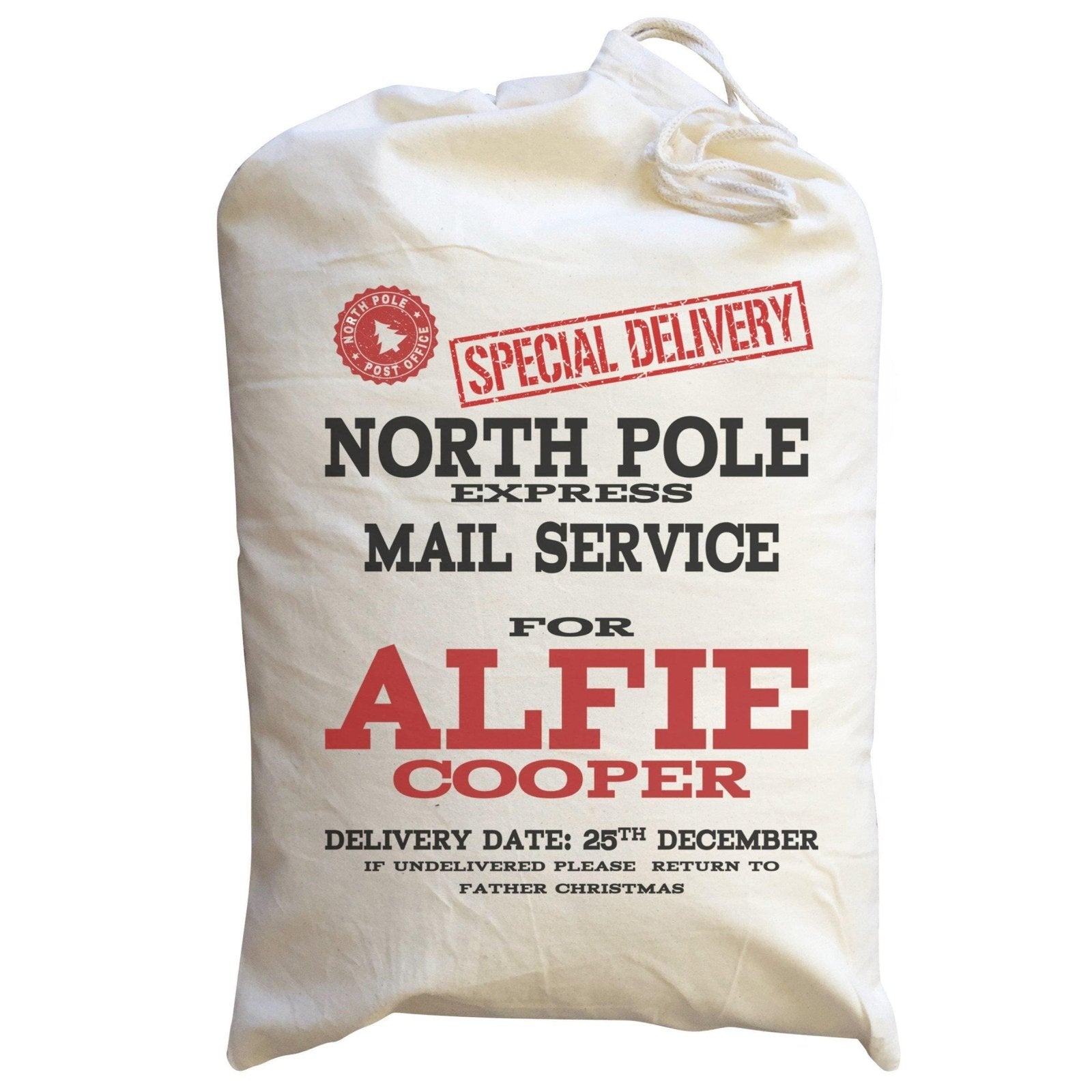Personalised North Pole Mail Sack - Large Christmas Santa Sack - The Gifted Panda Main image