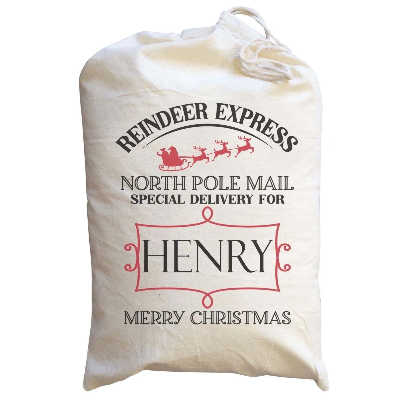 Personalised Reindeer Express - Large Christmas Santa Sack - The Gifted Panda