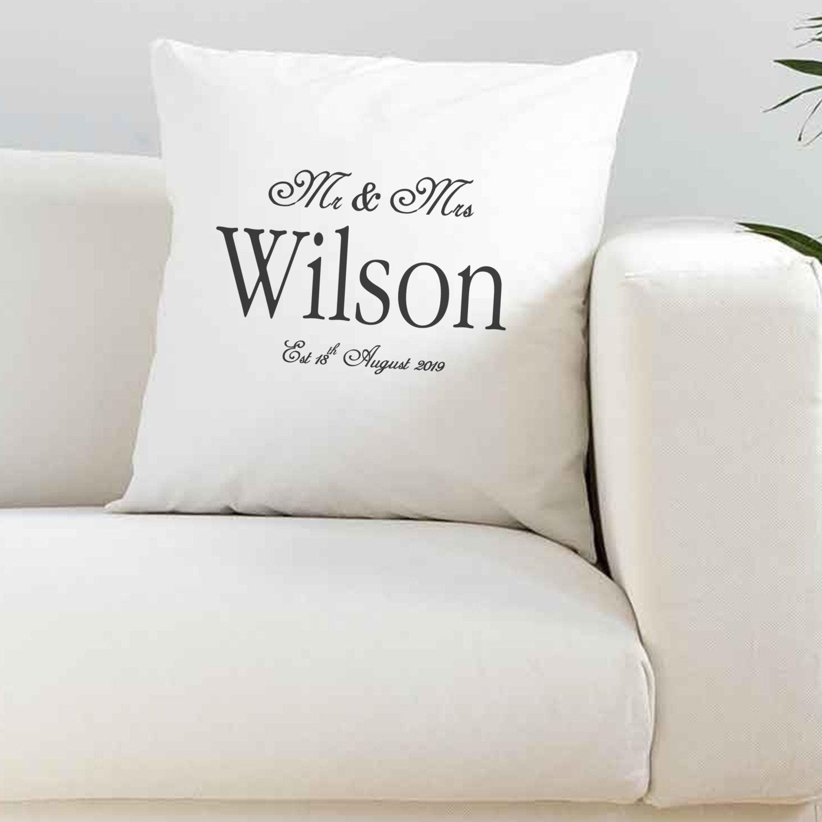 Personalised Wedding Silky White Cushion Cover - The Gifted Panda