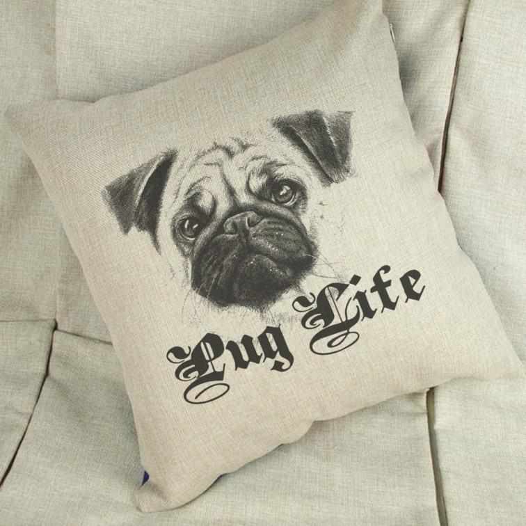 Pug Life - Linen Cushion Cover - The Gifted Panda Main image