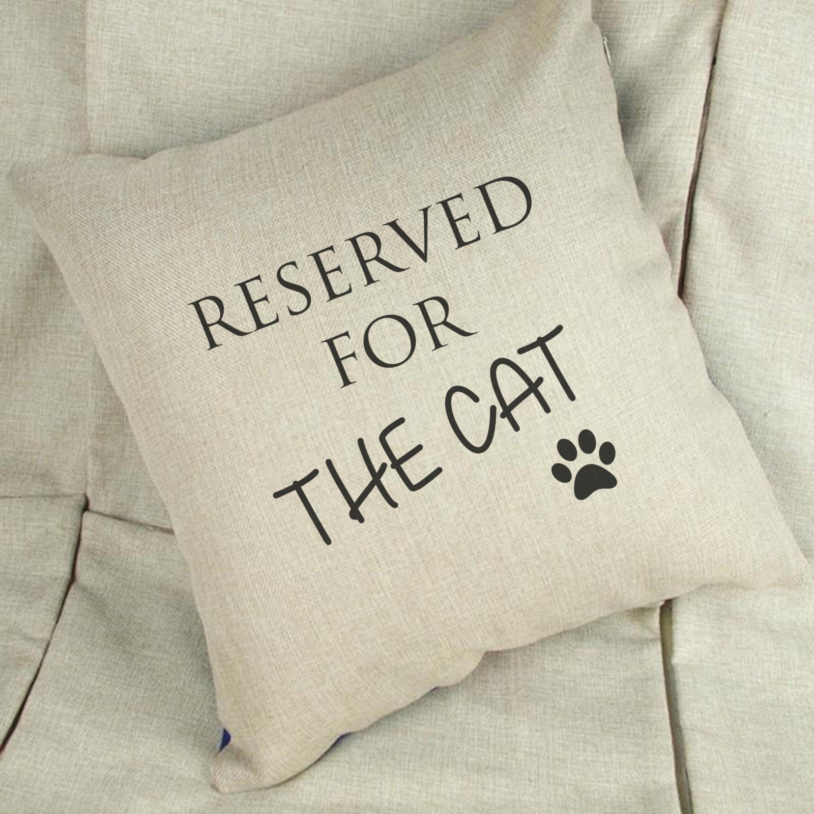 Reserved For The Cat Linen Cushion Cover - The Gifted Panda Main image