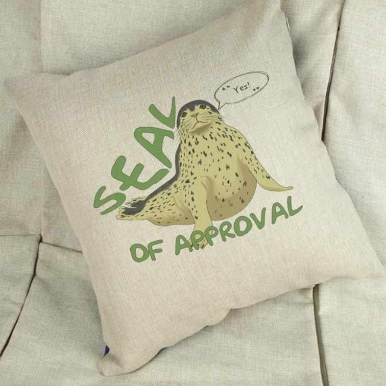 Seal Of Approval Linen Cushion Cover - The Gifted Panda