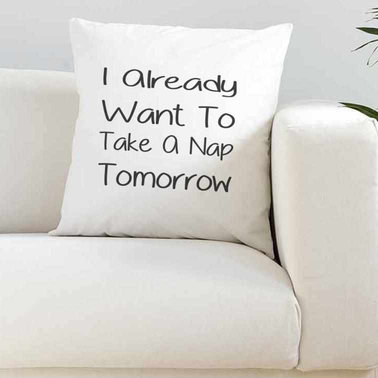 Take A Nap Tomorrow White Silky Cushion Cover - The Gifted Panda