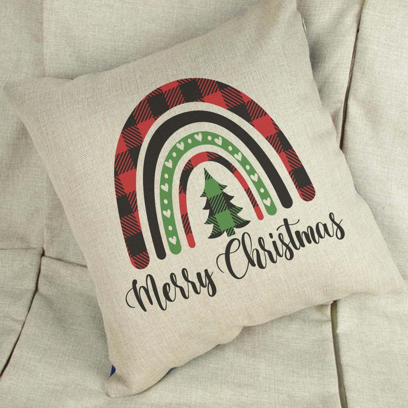 Tartan Rainbow Cushion - The Gifted Panda