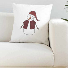 Tartan Snowman White Super Soft Cushion Cover - The Gifted Panda