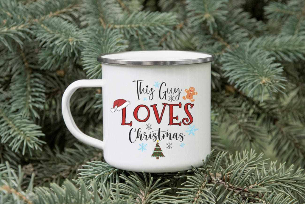 This Girl / Guy Loves Christmas Enamel Mug - The Gifted Panda