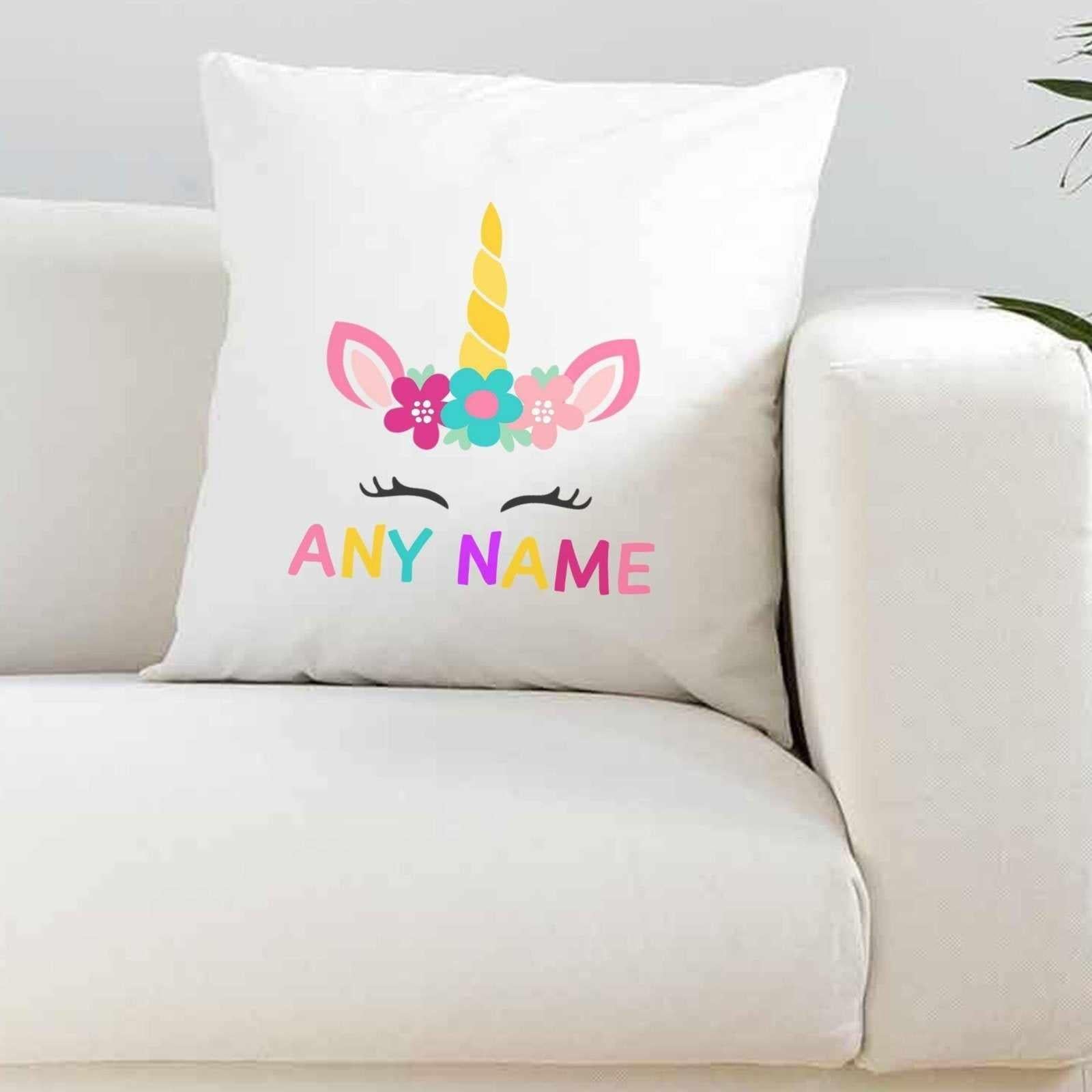 Unicorn Personalised Silky White Cushion Cover - The Gifted Panda Main image