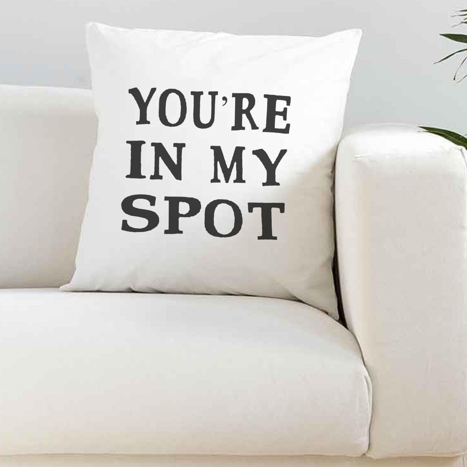You're In My Spot Silky White Cushion Cover - The Gifted Panda Main image
